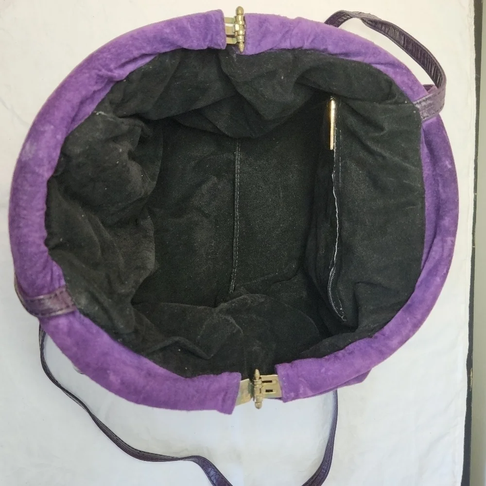 80s Croc Suede Leather Bucket Purse - Picture 9 of 14